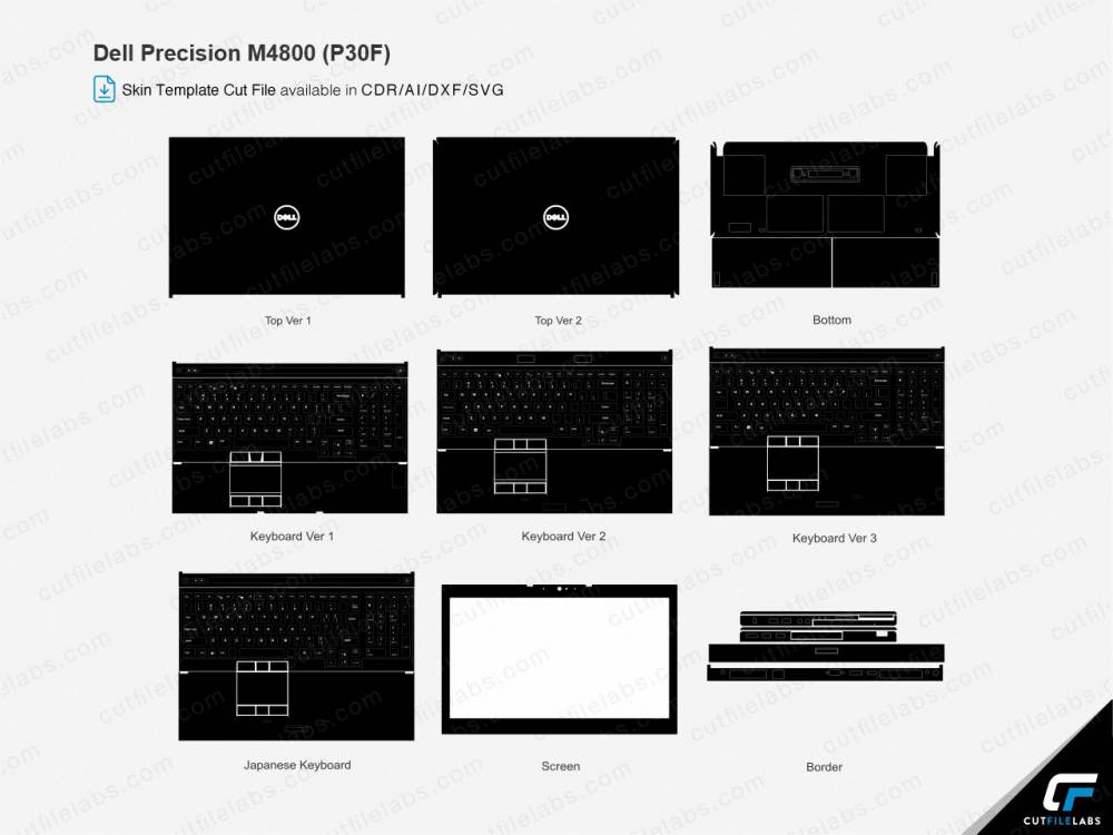 Dell Precision M4800 (P30F) (2014) Cut File Template