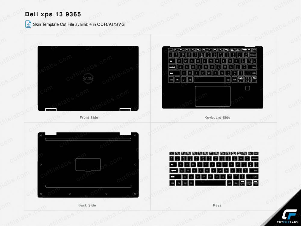 Dell XPS 13 9365 (P71G) Skin Cut File Template
