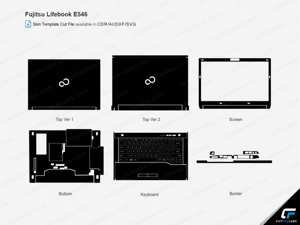 Fujitsu Lifebook E546 Cut File Template