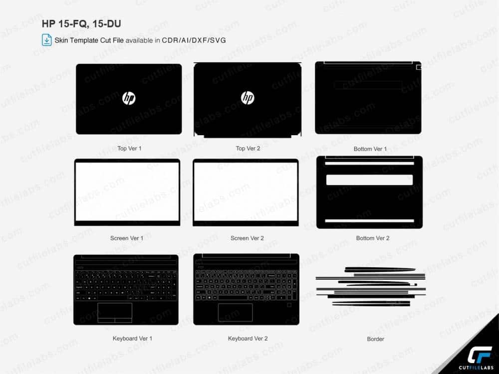 HP NoteBook 15s-fq, 15s-du Series Cut File Template