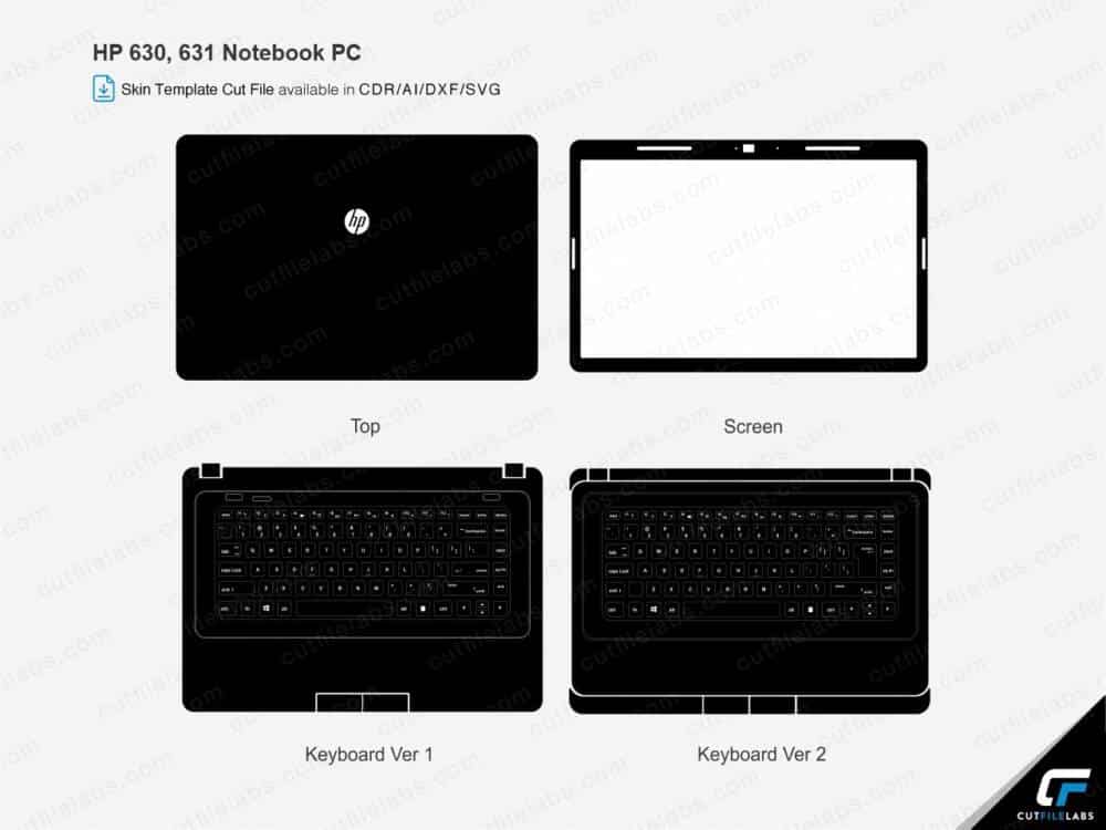 HP 630, 631 Notebook PC Cut File Template