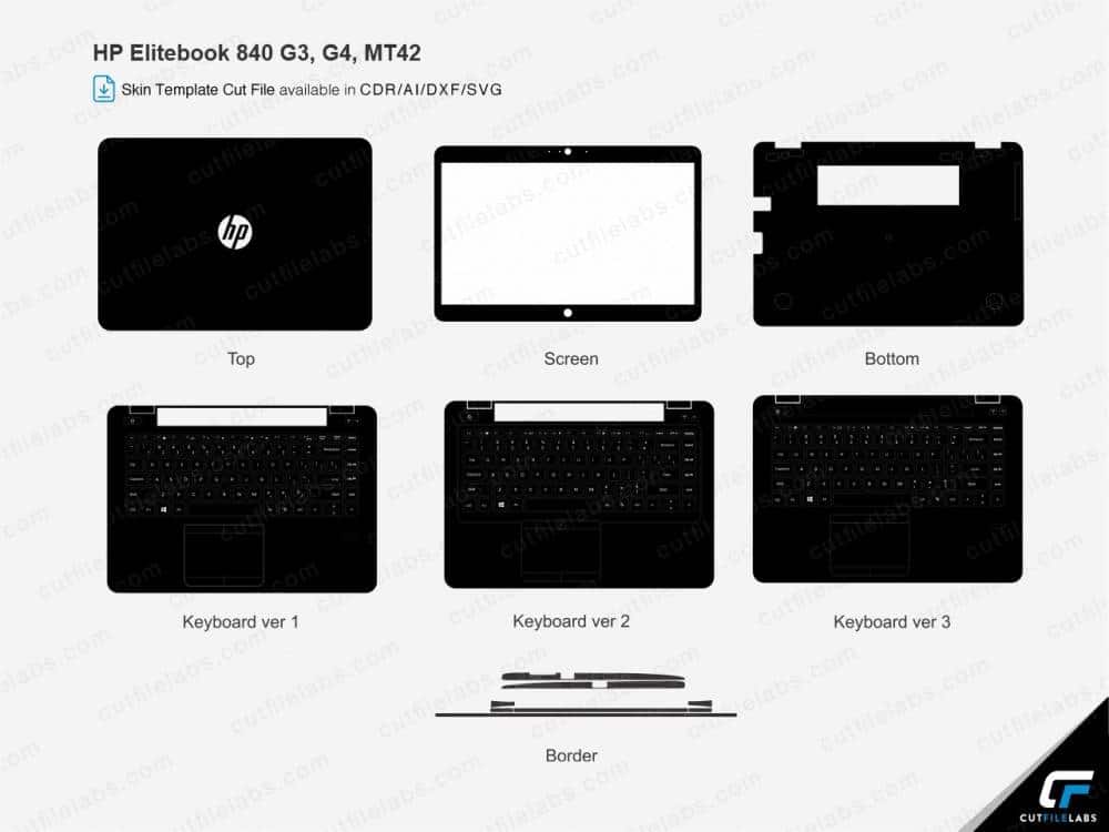 HP Elitebook 840 G3, G4, MT42 Cut File Template