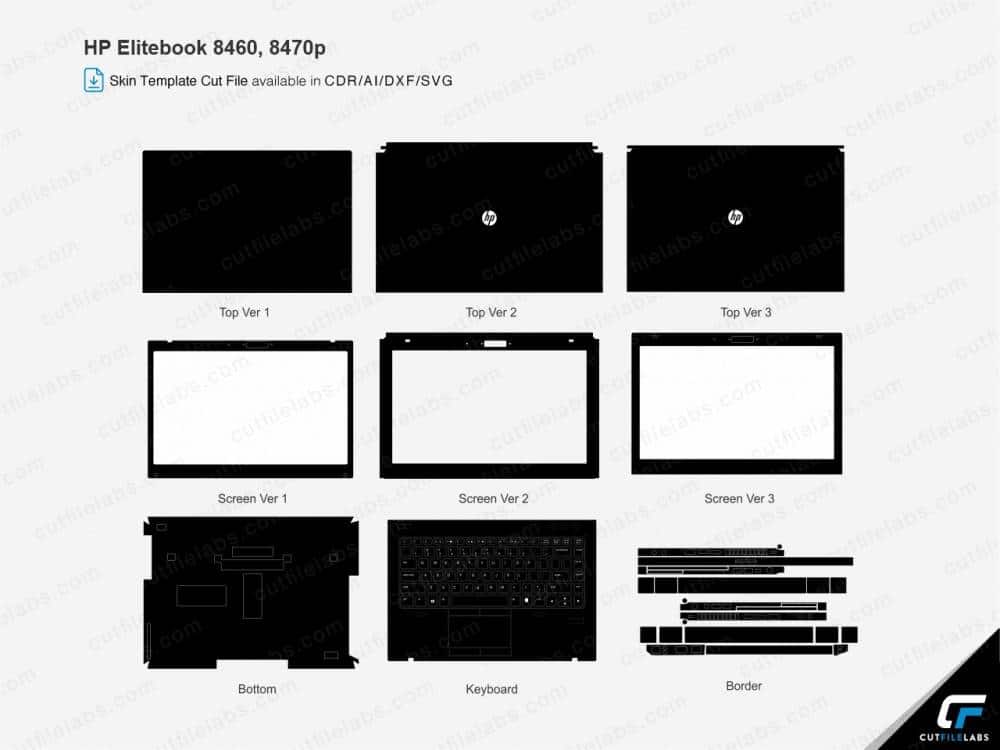 HP EliteBook 8460p, 8470p Cut File Template