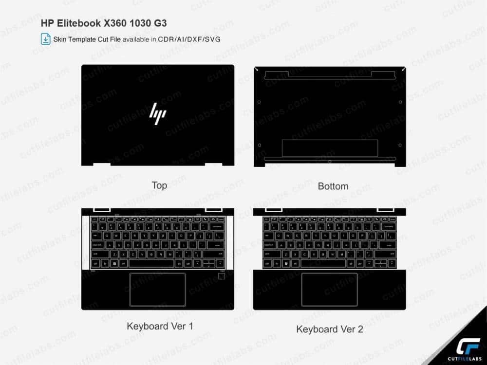 HP EliteBook X360 1030 G3 (2018) Cut File Template