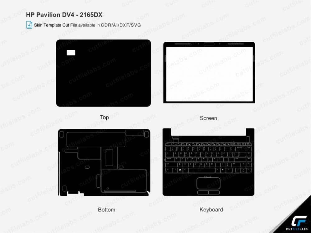HP Pavilion DV4 – 2165dx Cut File Template
