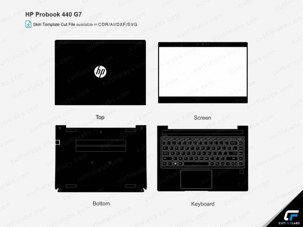 HP ProBook 440 G7, 445 G7 (2020) Cut File Template