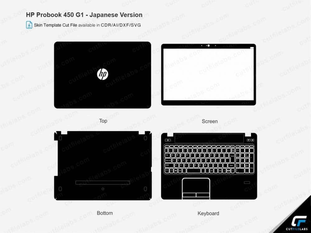 HP ProBook 450 G1 (Japanese Version) (2014) Cut File Template