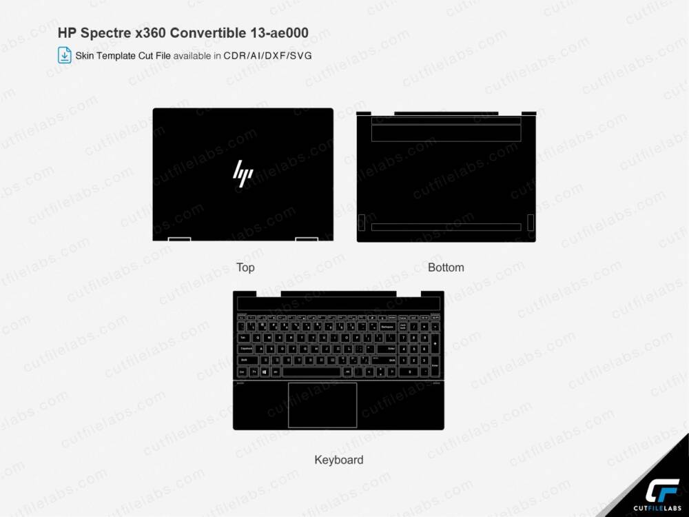 HP Spectre x360 Convertible 13-ae Series Cut File Template