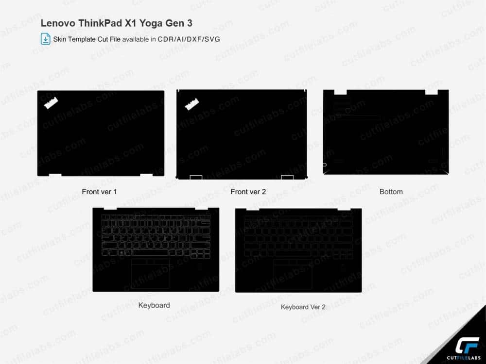 Lenovo Thinkpad X1 Yoga Gen2, Gen3 Cut File Template