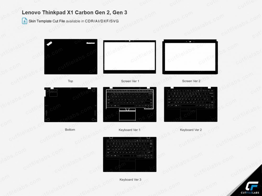 Lenovo Thinkpad X1 Carbon Gen 2, Gen 3 Cut File Template
