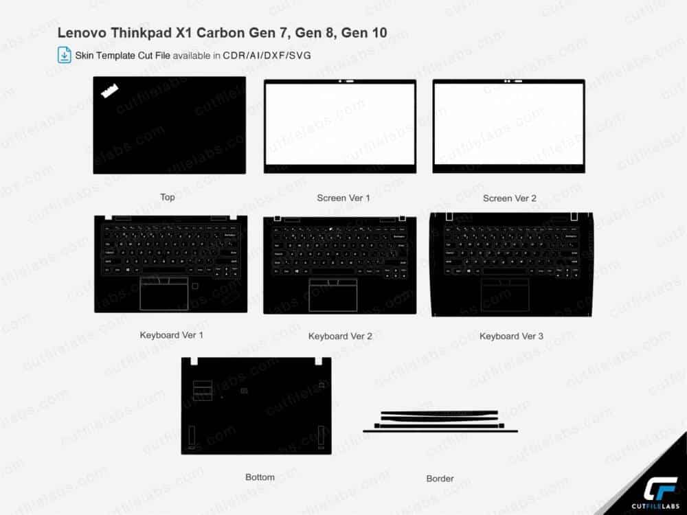 Lenovo Thinkpad X1 Carbon Gen 7, Gen 8, Gen 10 Cut File Template