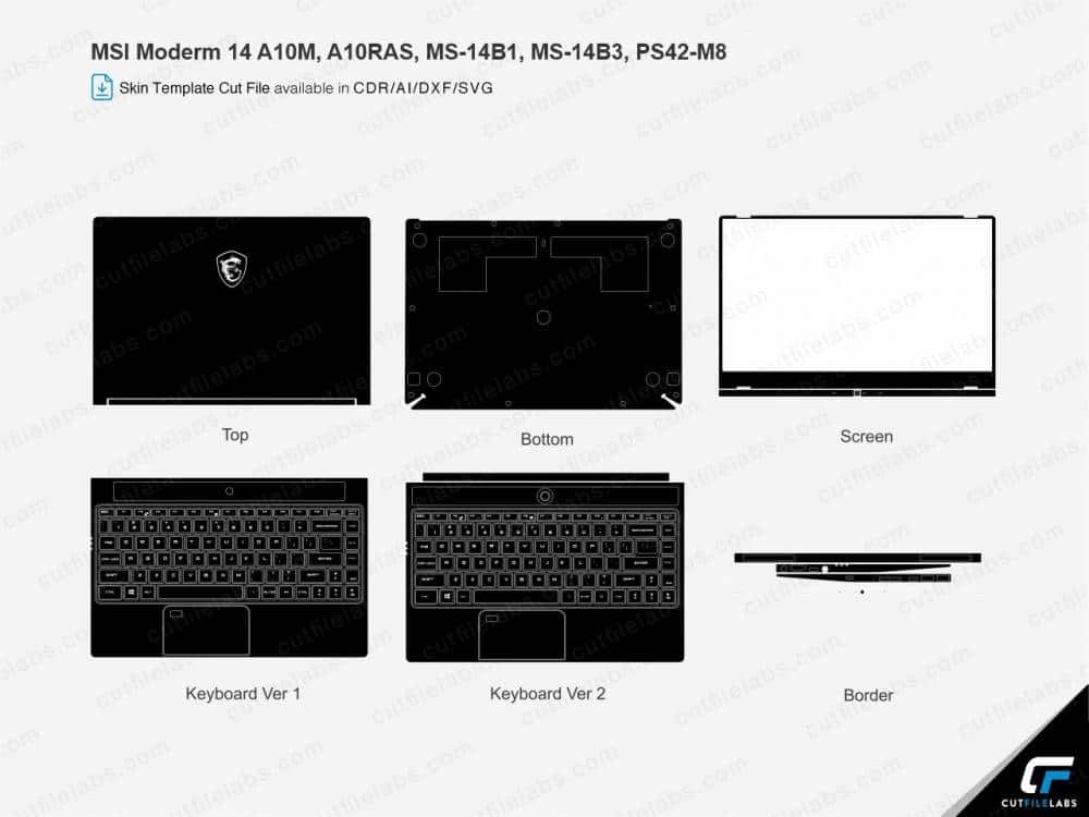 MSI Modern 14 A10 (MS-14B) Series (2019) Cut File Template