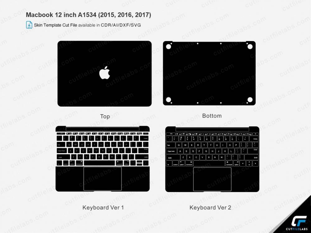 MacBook 12 inch (A1534) (2015) Cut File Template
