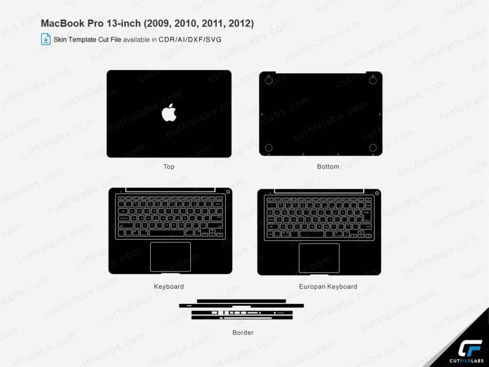 MacBook Pro 13-inch 2009-2012 Cut File Template