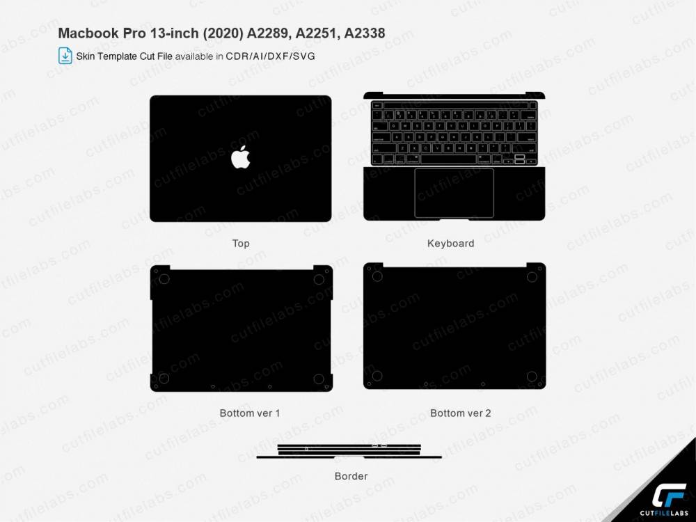 Macbook Pro 13-inch 2020 Skin Cut File Template  Vector