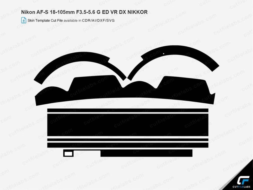 Nikon AF-S 18-105mm F3.5-5.6 G ED VR DX NIKKOR Cut File Template