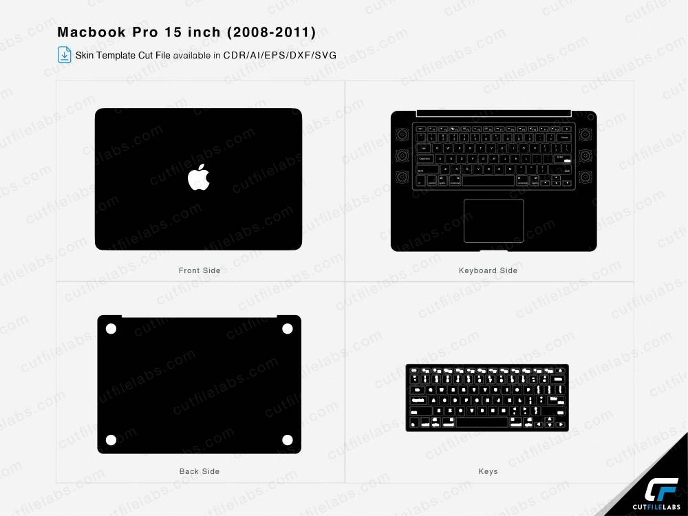 Macbook Pro 15 inch (2008-2011) Skin Cut FileTemplate  Vector