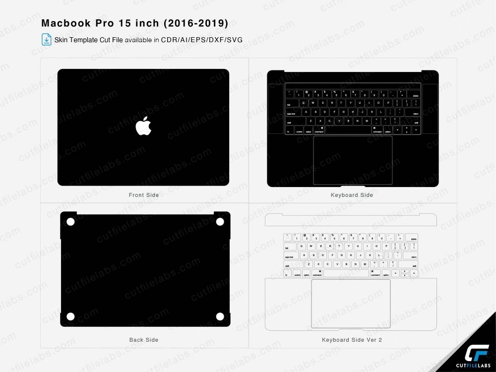 Macbook Pro 15 inch (2016-2019) Skin Cut File Template  Vector