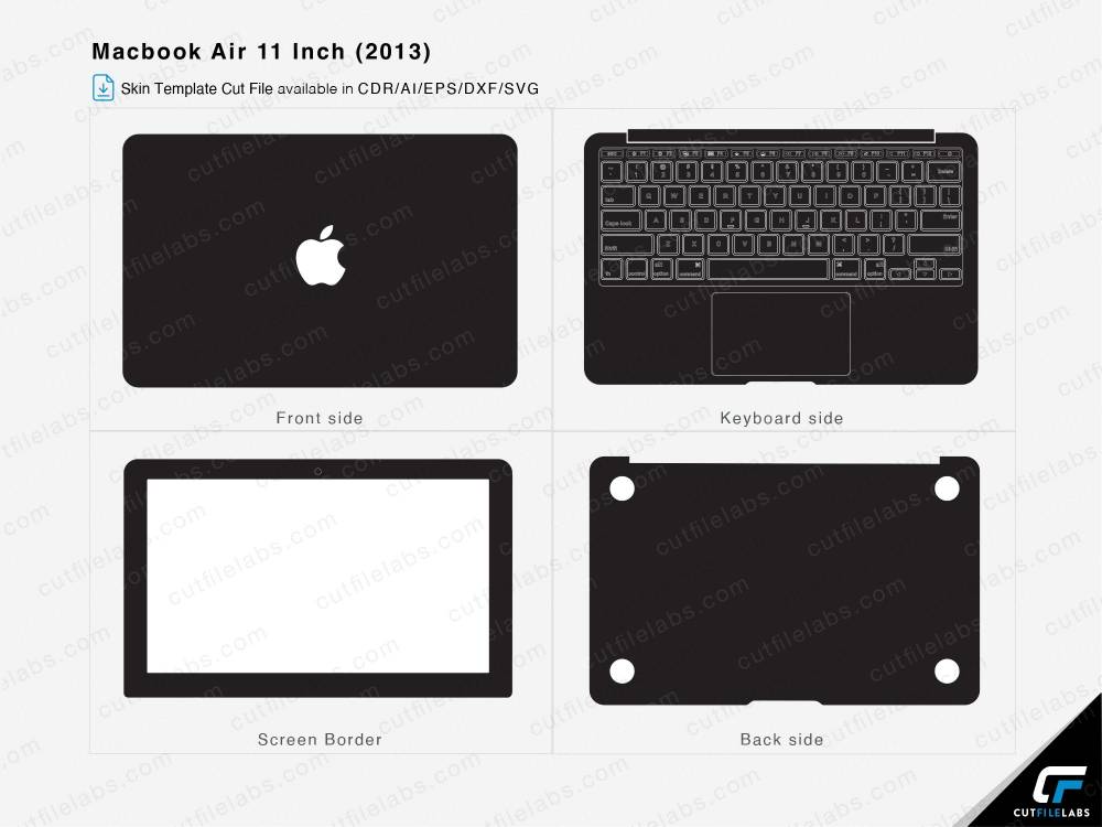Macbook Air 11 inch (2013) Skin Cut File Template  Vector