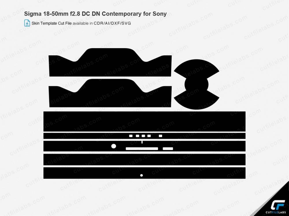 Sigma 18-50mm f2.8 DC DN Contemporary for Sony (2021) Cut File Template
