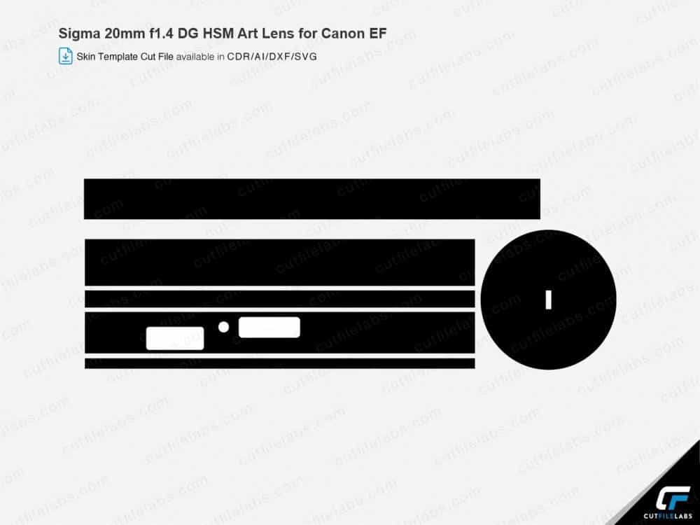 Sigma 20mm f1.4 DG HSM Art Lens for Canon EF (2015) Cut File Template