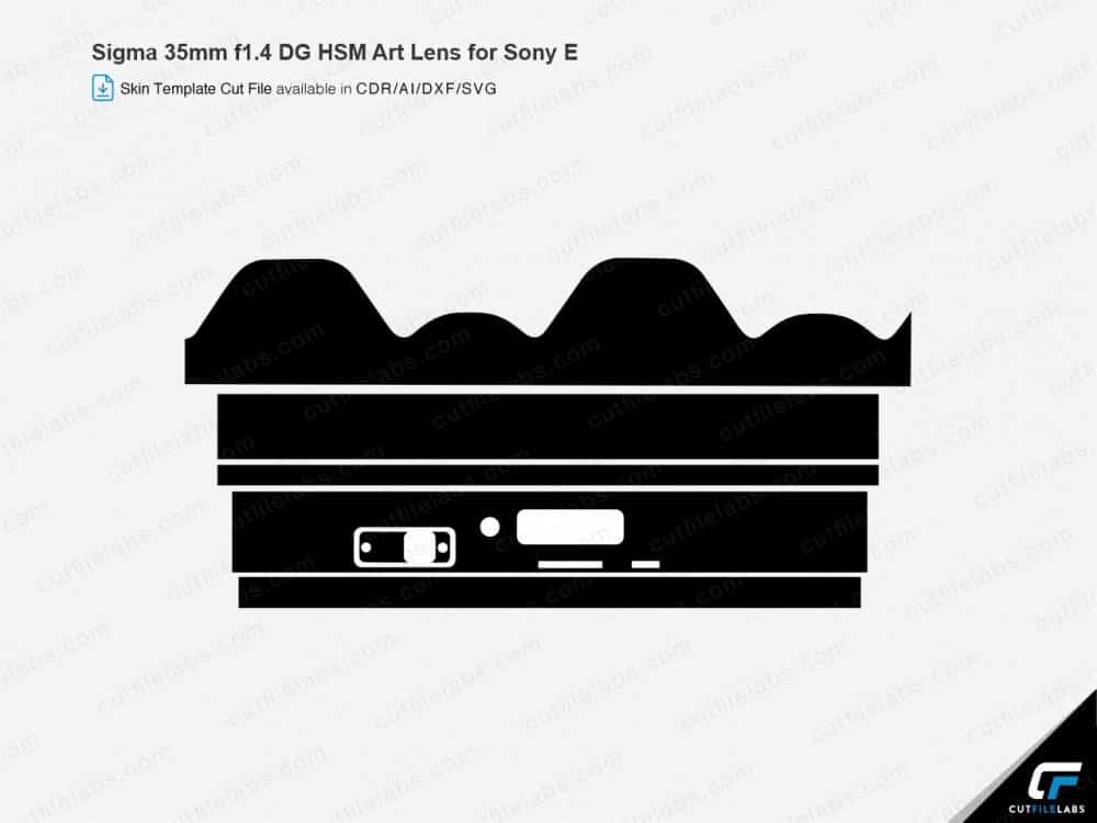 Sigma 35mm f1.4 DG HSM Art Lens for Sony E (2012) Cut File Template