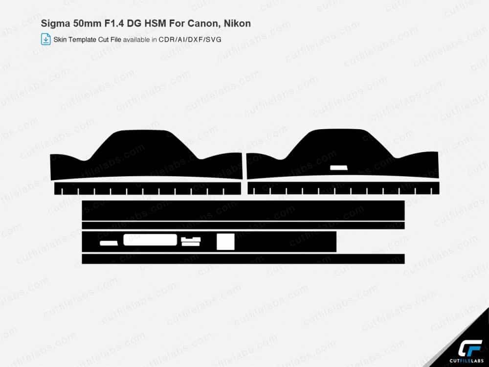 Sigma 50mm F1.4 DG HSM For Canon, Nikon Cut File Template