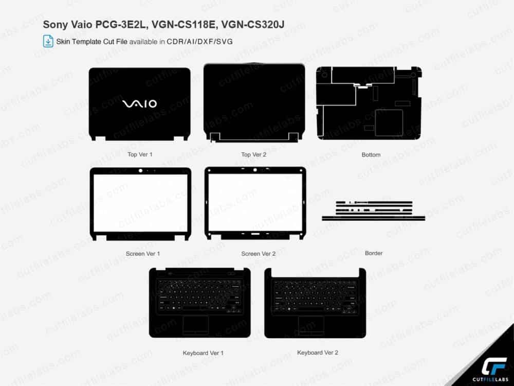 Sony Vaio PCG-3E2L, VGN-CS118E, VGN-CS320J (2009) Cut File Template