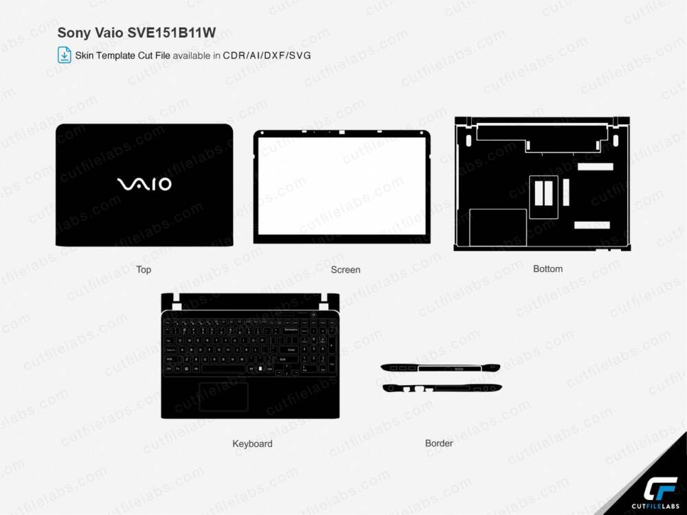 Sony Vaio SVE151 Series (2013) Cut File Template