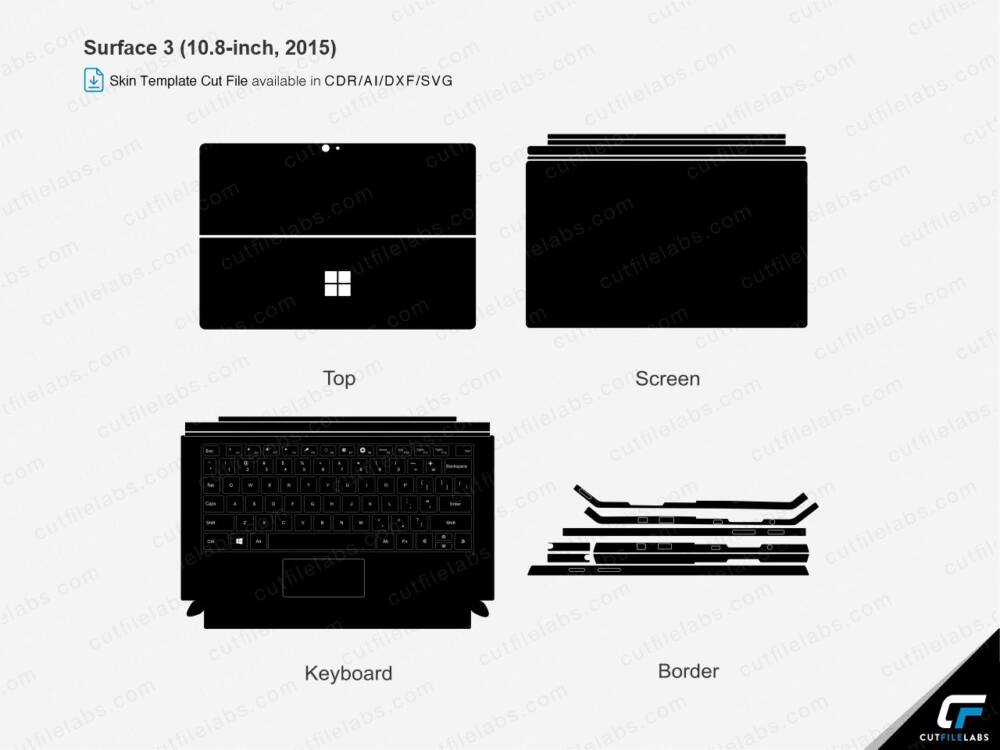 Surface 3 (10.8-inch, 2015) Skin Cut File Template  Vector