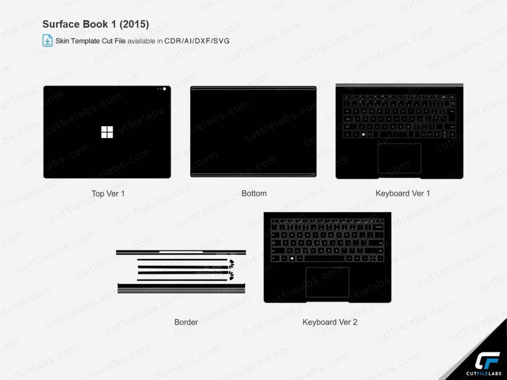 Surface Book 1 (2015) Cut File Template Vector
