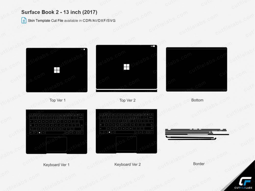 Surface Book 2 - 13 inch (2017) Cut File Template Vector