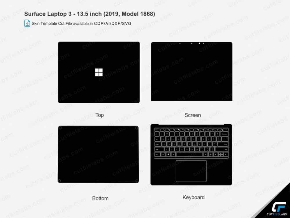 Surface Laptop 3 (13.5 inch) (2019, Model 1868) Cut File Template