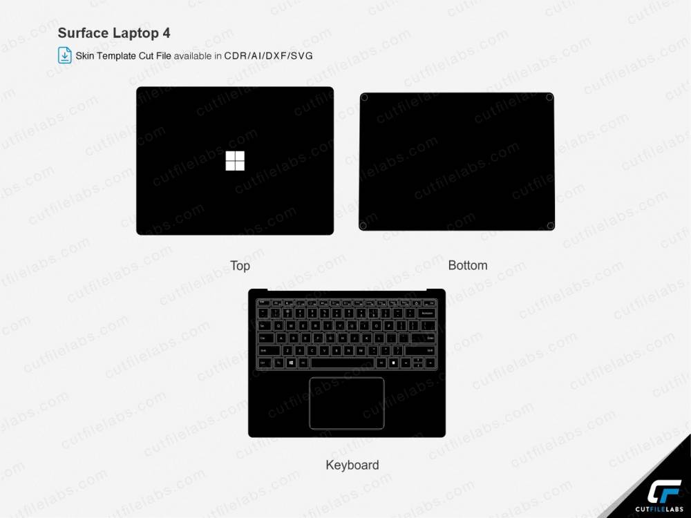 Surface Laptop 4 13.5-Inch Skin Cut File Template Vector