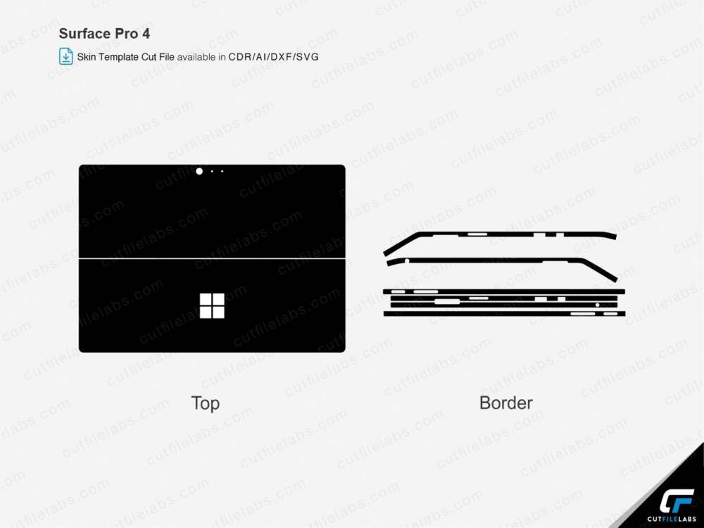 Surface Pro 4 (2015) Skin Cut File Template