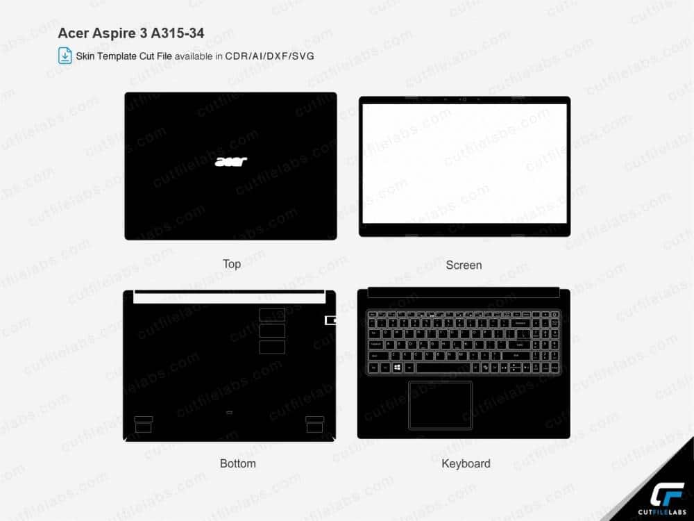 Acer Aspire 3 A315-34 (2020) Cut File Template | CutFileLabs