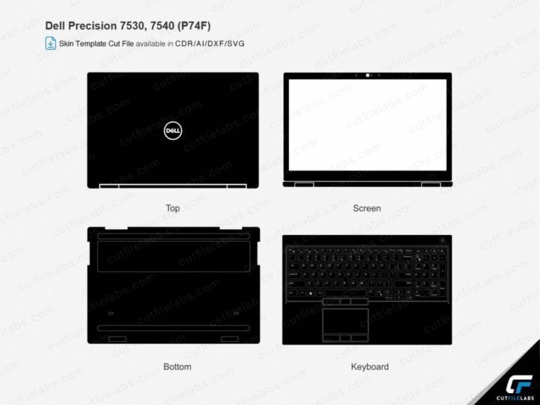 Dell Precision 7530, 7540 (P74F) (2018, 2019) Cut File Template ...