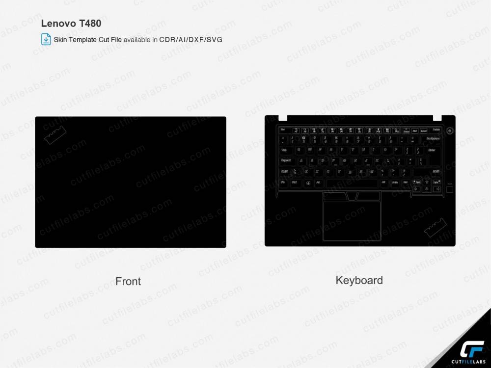 Lenovo ThinkPad T480 (2018) Cut File Template | CutFileLabs