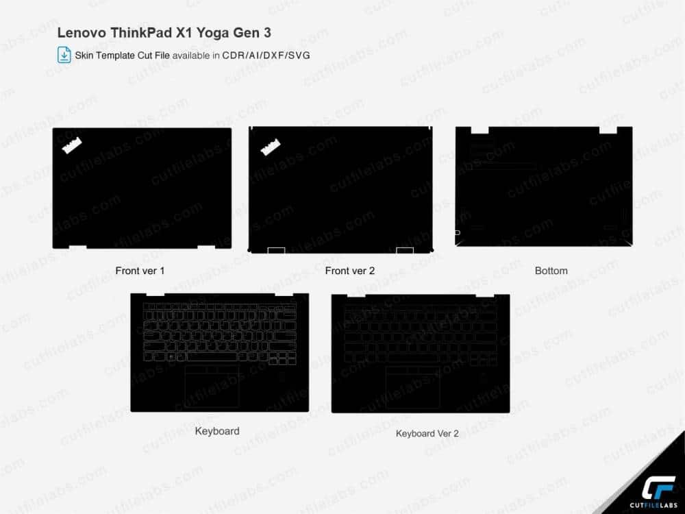 Lenovo ThinkPad X1 Yoga Gen2, Gen3 (2017, 2018) Cut File Template ...