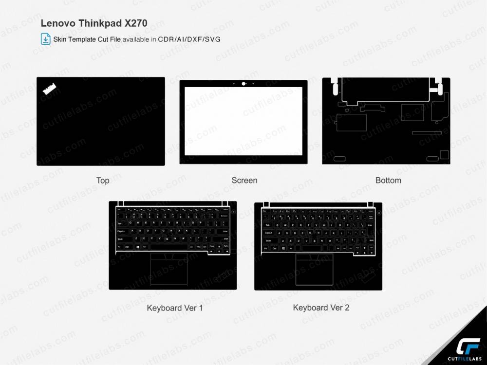 Lenovo ThinkPad X270 (2016) Cut File Template | CutFileLabs