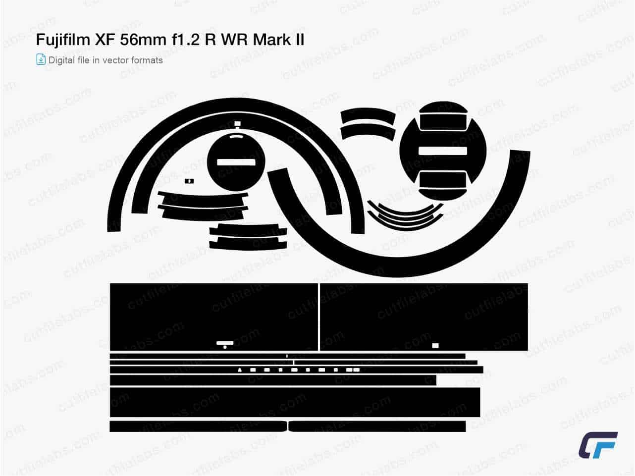 Fujifilm XF 56mm f1.2 R WR Mark II Cut File Template
