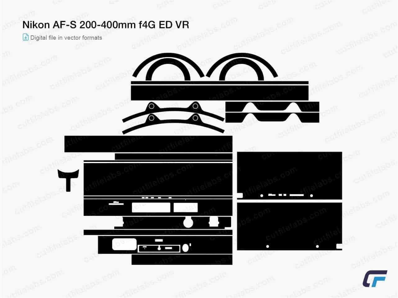 Nikon AF-S 200-400mm f4G ED VR Cut File Template