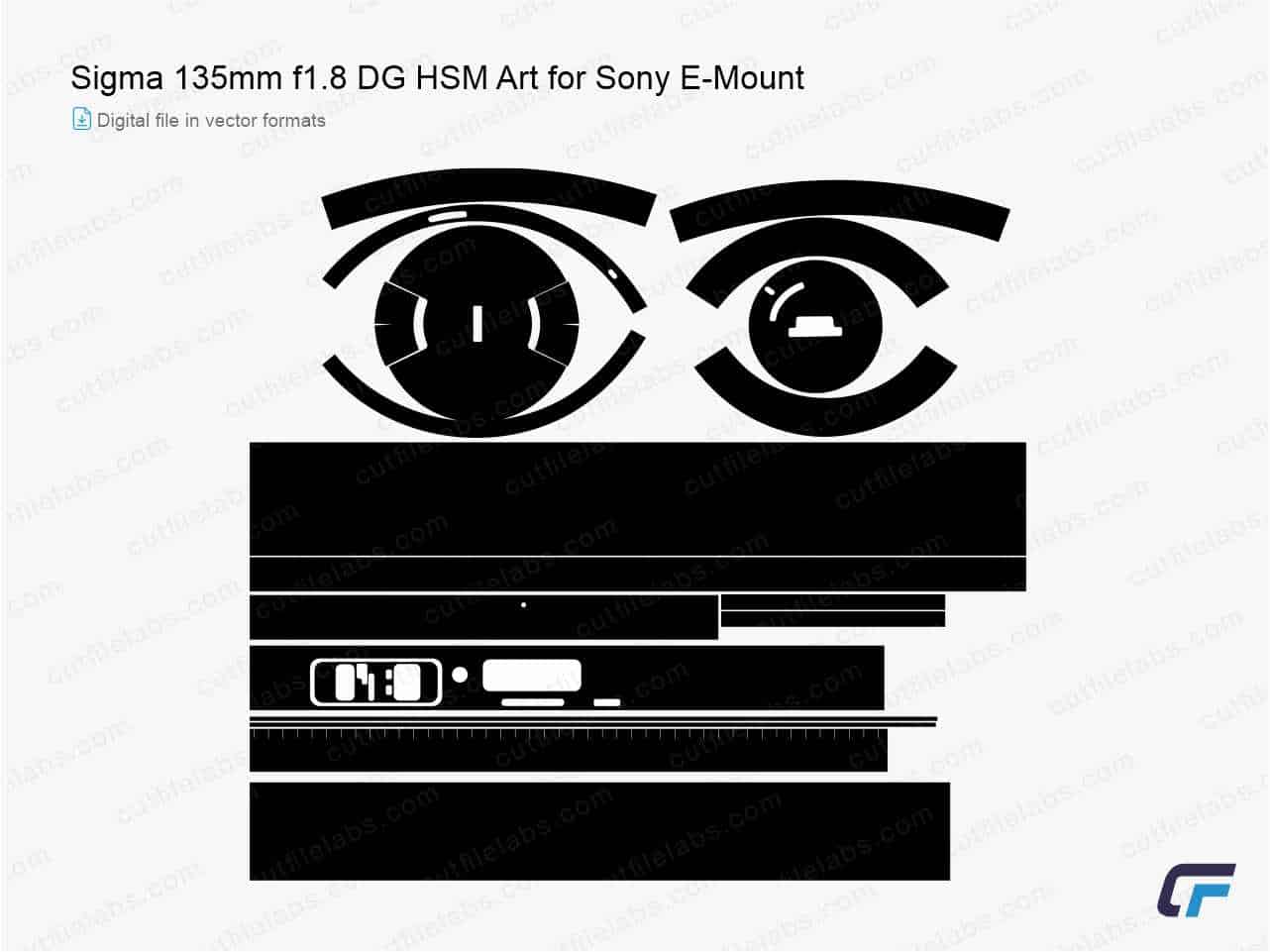 Sigma 135mm f1.8 DG HSM Art for Sony E-Mount (2019) Cut File Template