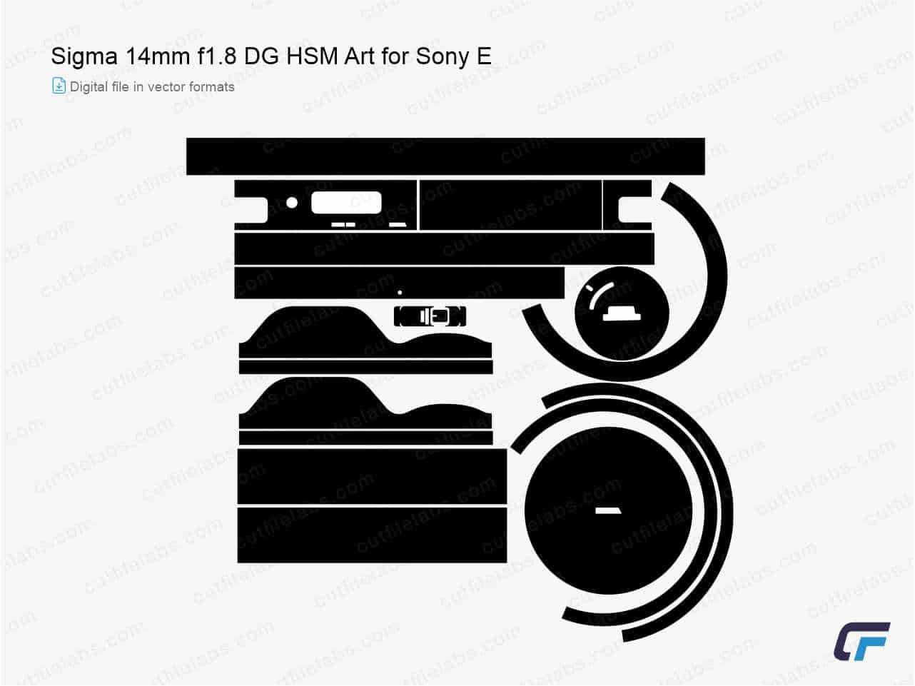 Sigma 14mm f1.8 DG HSM Art for Sony E Cut File Template