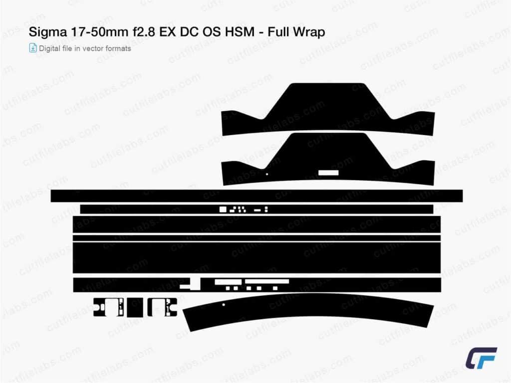 Sigma 17-50mm F2.8 EX DC OS HSM (2010) Cut File Template