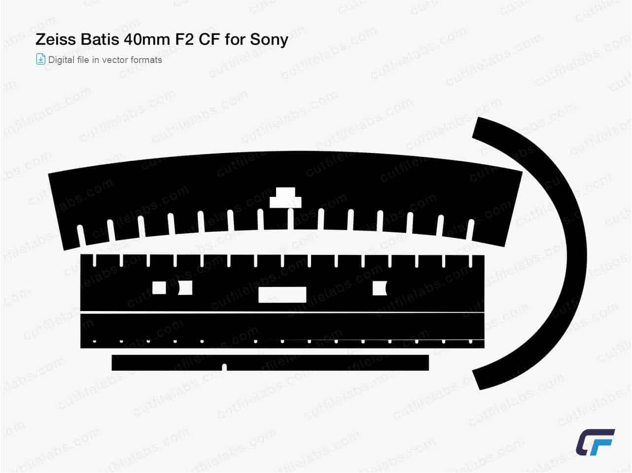 Zeiss Batis 40mm F2 CF for Sony (2018) Cut File Template