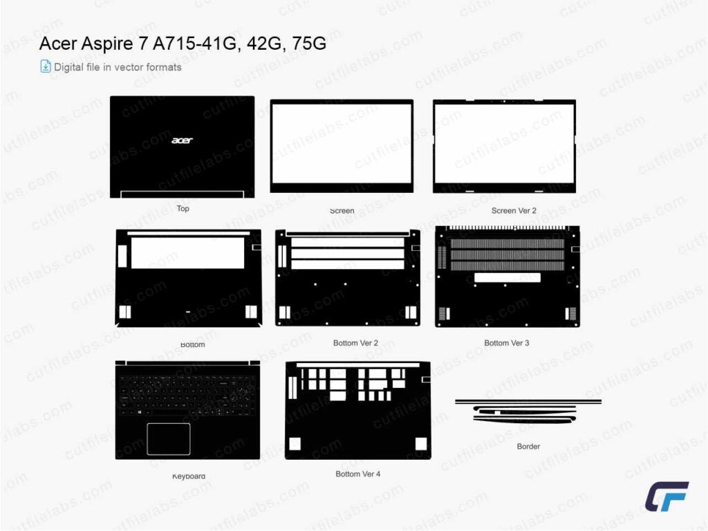 Acer Aspire 7 A715-41G, 42G, 75G Cut File Template