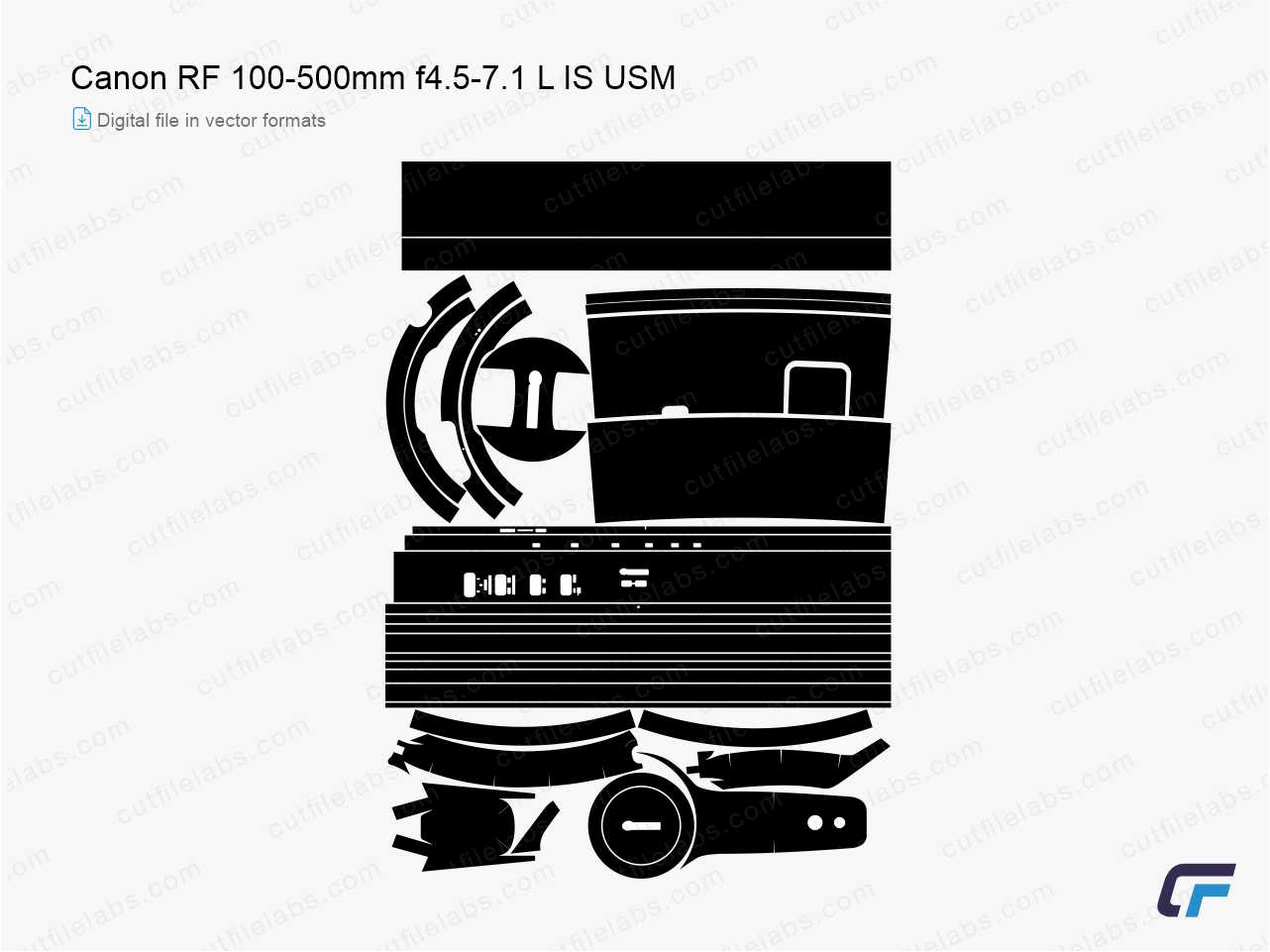 Canon RF 100-500mm f4.5-7.1 L IS USM Cut File Template