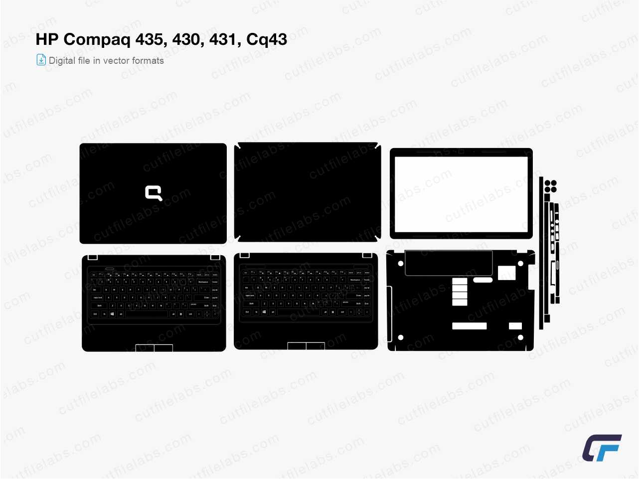 HP Compaq 435, 430, 431, CQ43 Cut File Template