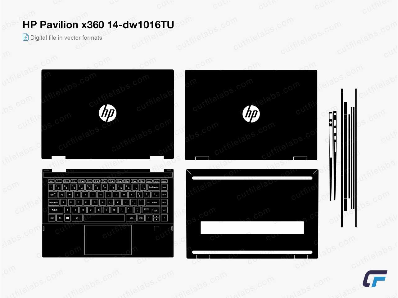 HP Pavilion x360 14-dw1016TU (2021) Cut File Template